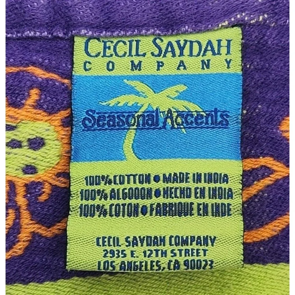 Cecil Saydah Beach Towel 100% Cotton Purple Stripes 60